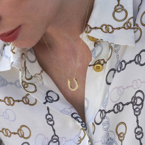 Bright Path Horseshoe Necklace | 925 Sterling Silver or Gold Finish - Picture 1 of 7